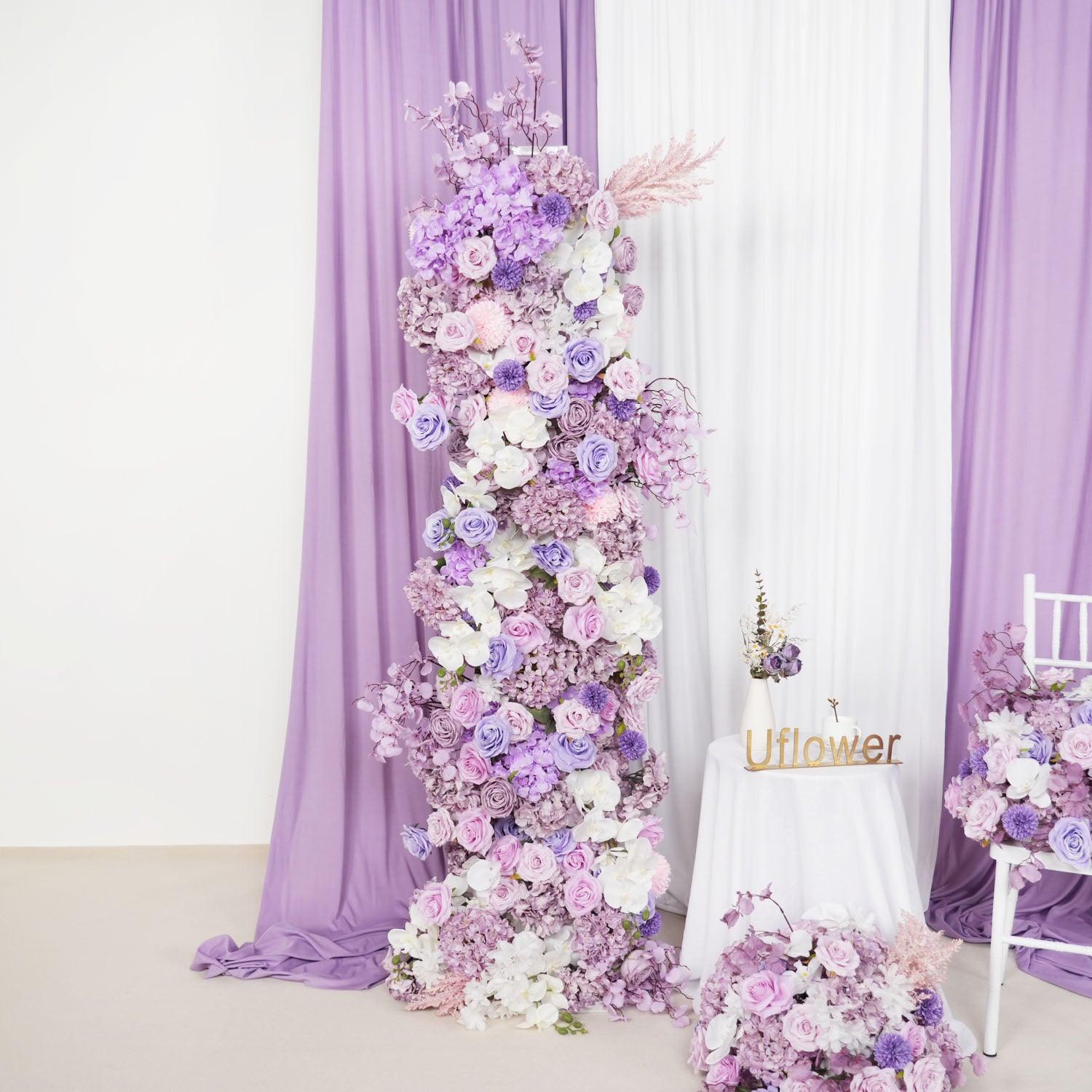 Artificial 5D Luxury Purple White Rose Butterfly Orchid Floor Row 6 picture