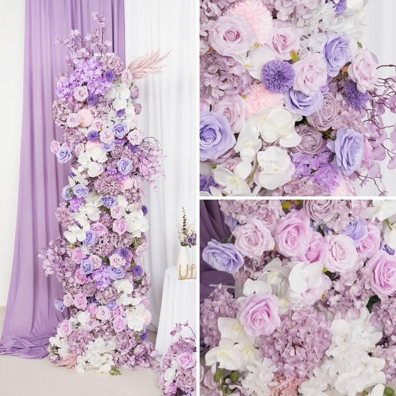 Artificial 5D Luxury Purple White Rose Butterfly Orchid Floor Row 8 picture