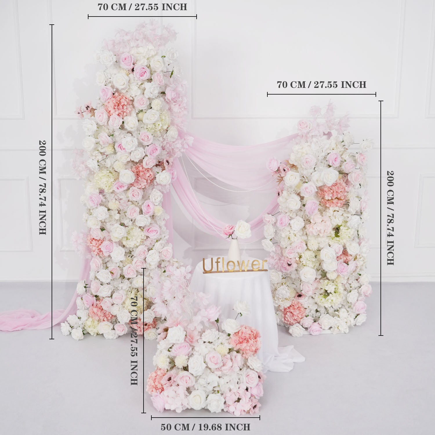 Artificial 5D Luxury White Pink Rose Floor Row 1-1 picture