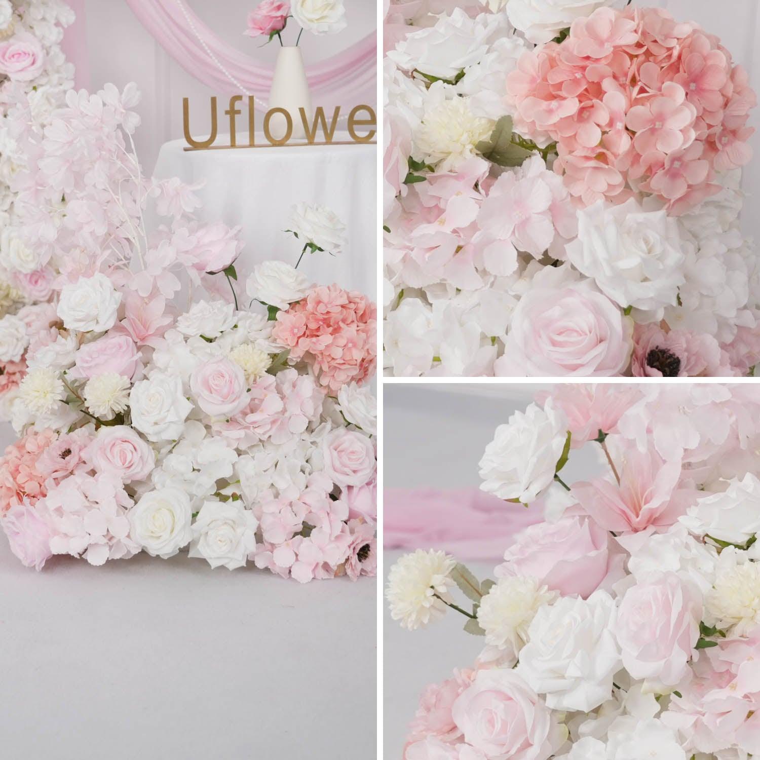 Artificial 5D Luxury White Pink Rose Floor Row 10 picture