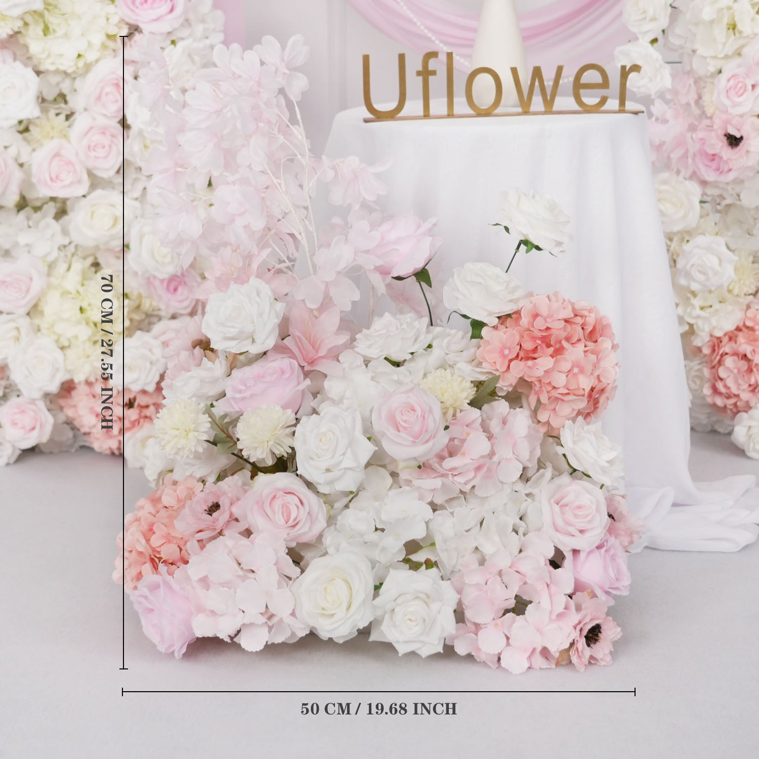 Artificial 5D Luxury White Pink Rose Floor Row 12 picture