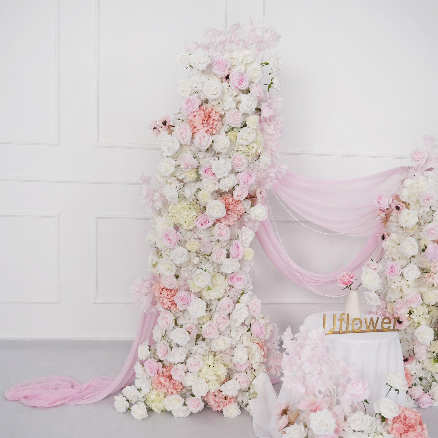 Artificial 5D Luxury White Pink Rose Floor Row 2 picture