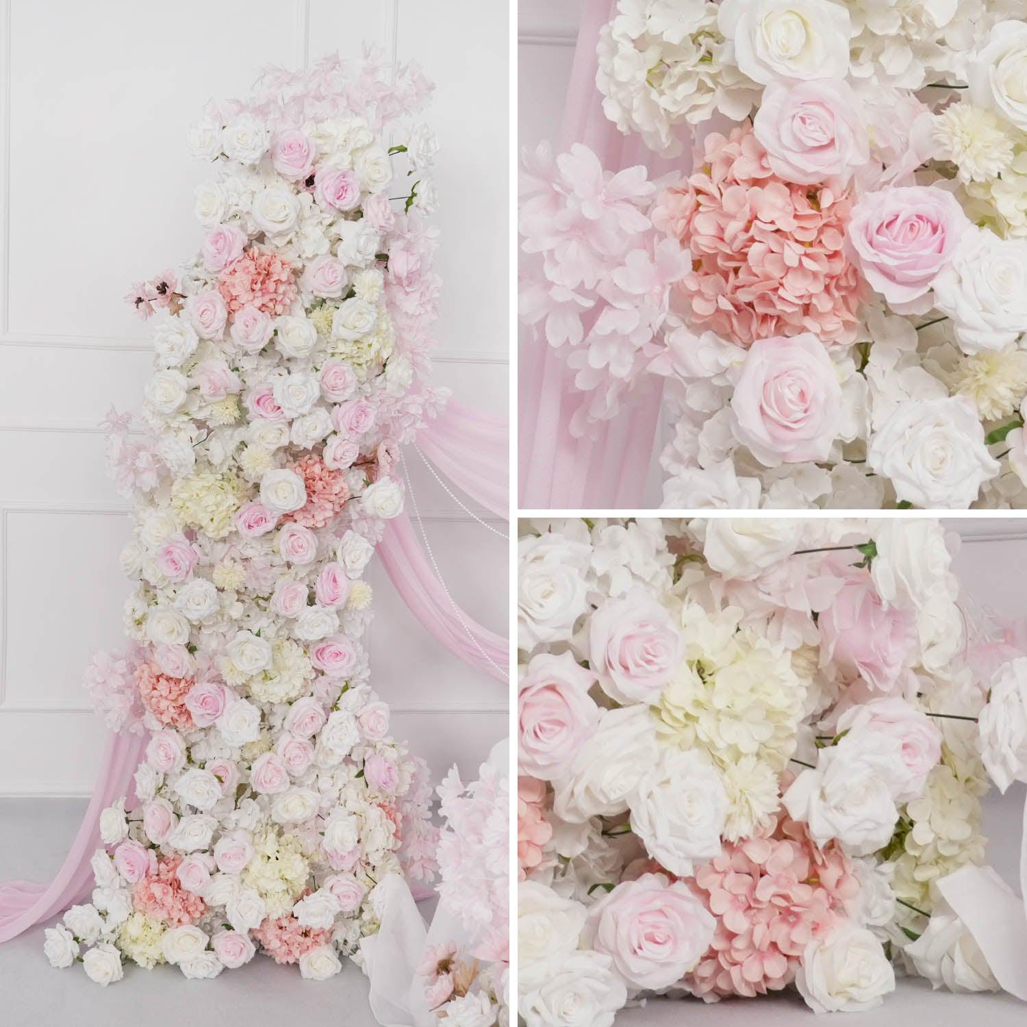 Artificial 5D Luxury White Pink Rose Floor Row 8 picture