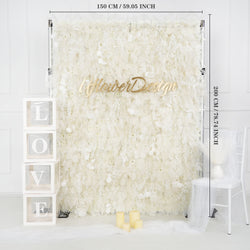 Artificial 5D White Fabric Rolling Up Curtain Feather Flower Wall Picture 2