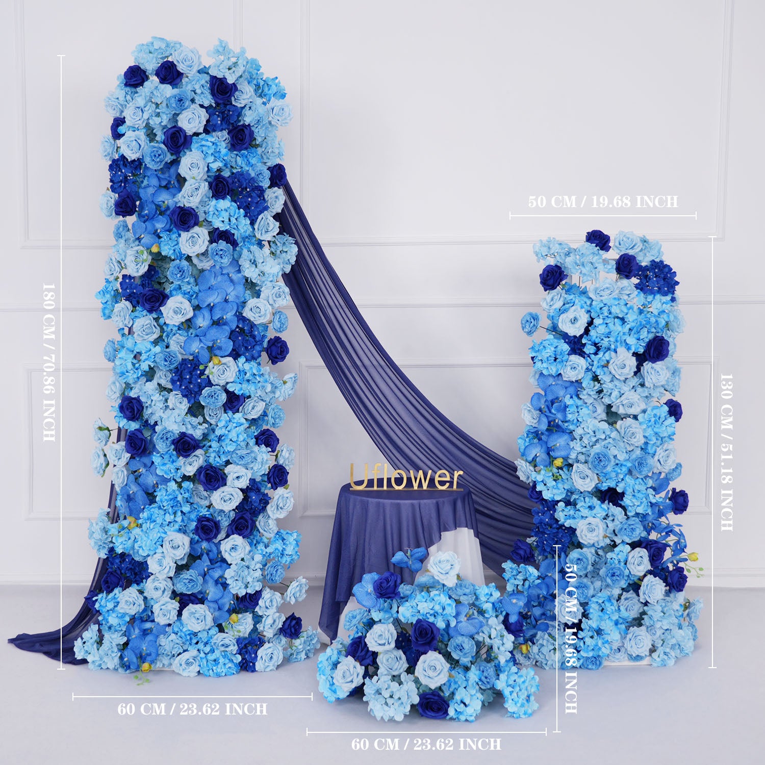 Artificial Blue Rose Flower Row Wedding Decor Set picture 2