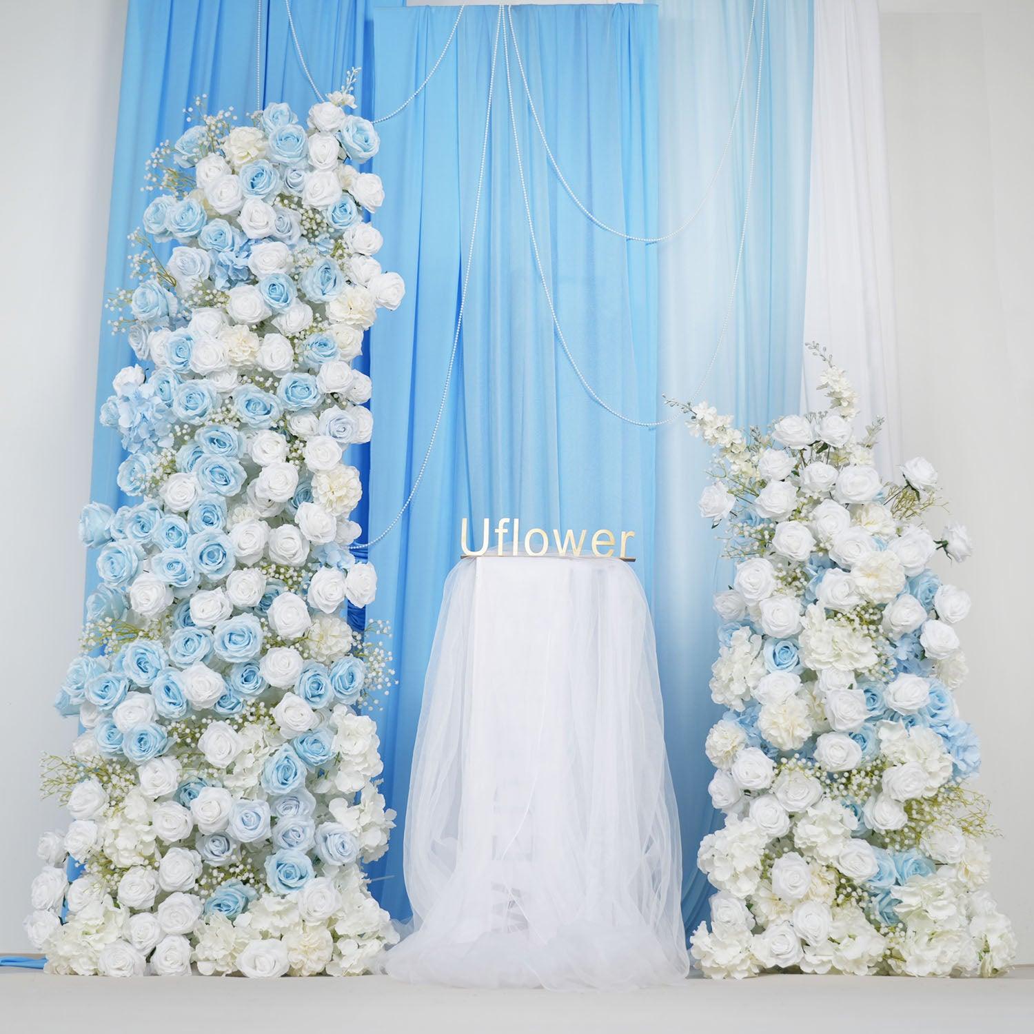 Artificial Blue White Roses Flower Arch Floor Decorate 2 picture