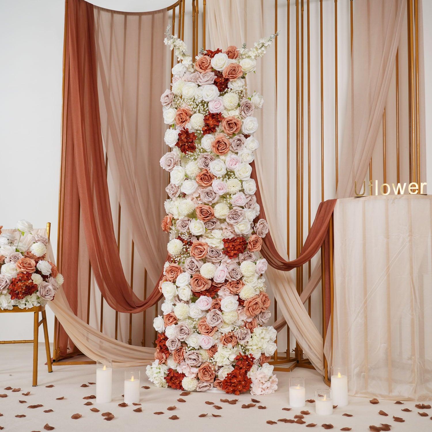 Artificial Brown Curry Rose Flower Arch Floor Flower Arrangement 4 picture