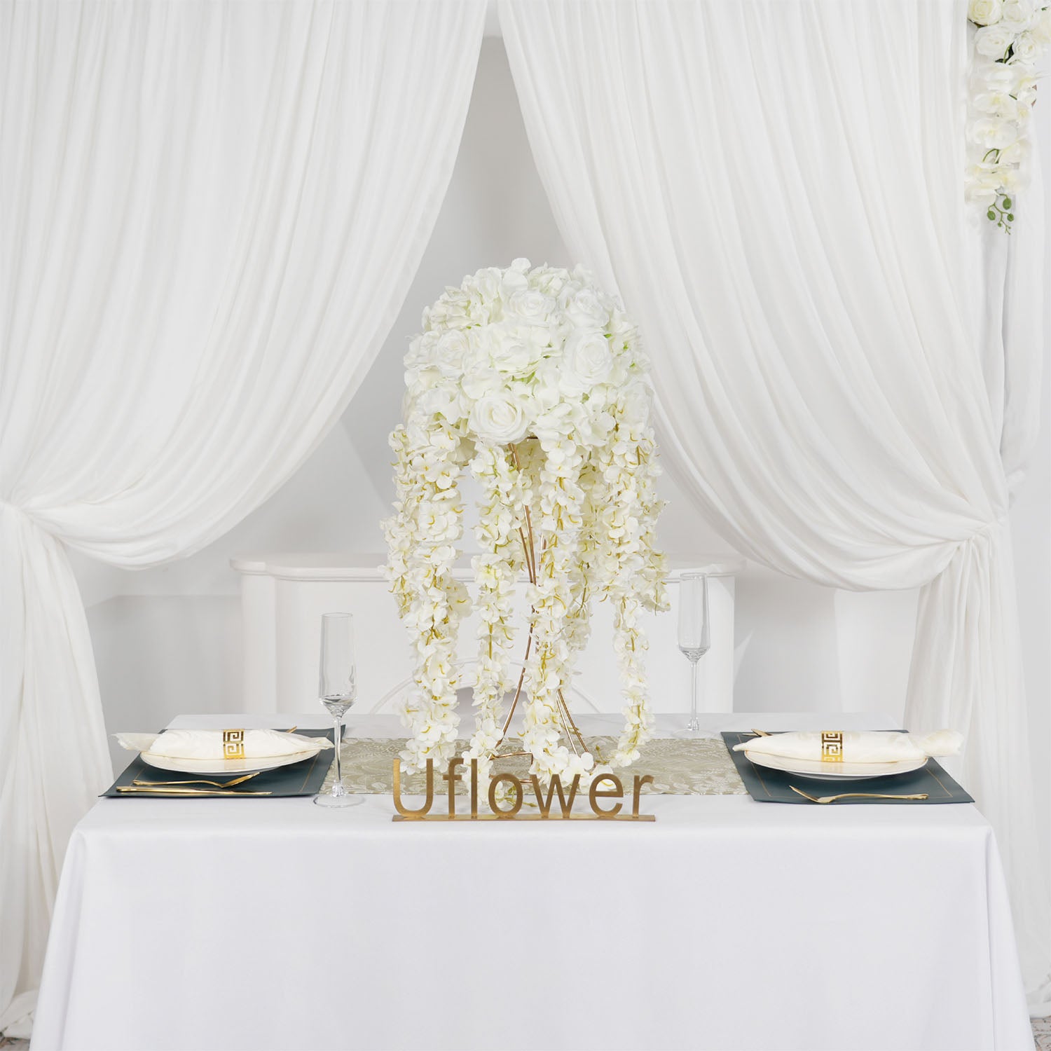 Artificial DIY Champagne Wisteria Vine Flores Table Centerpiece Figure 1