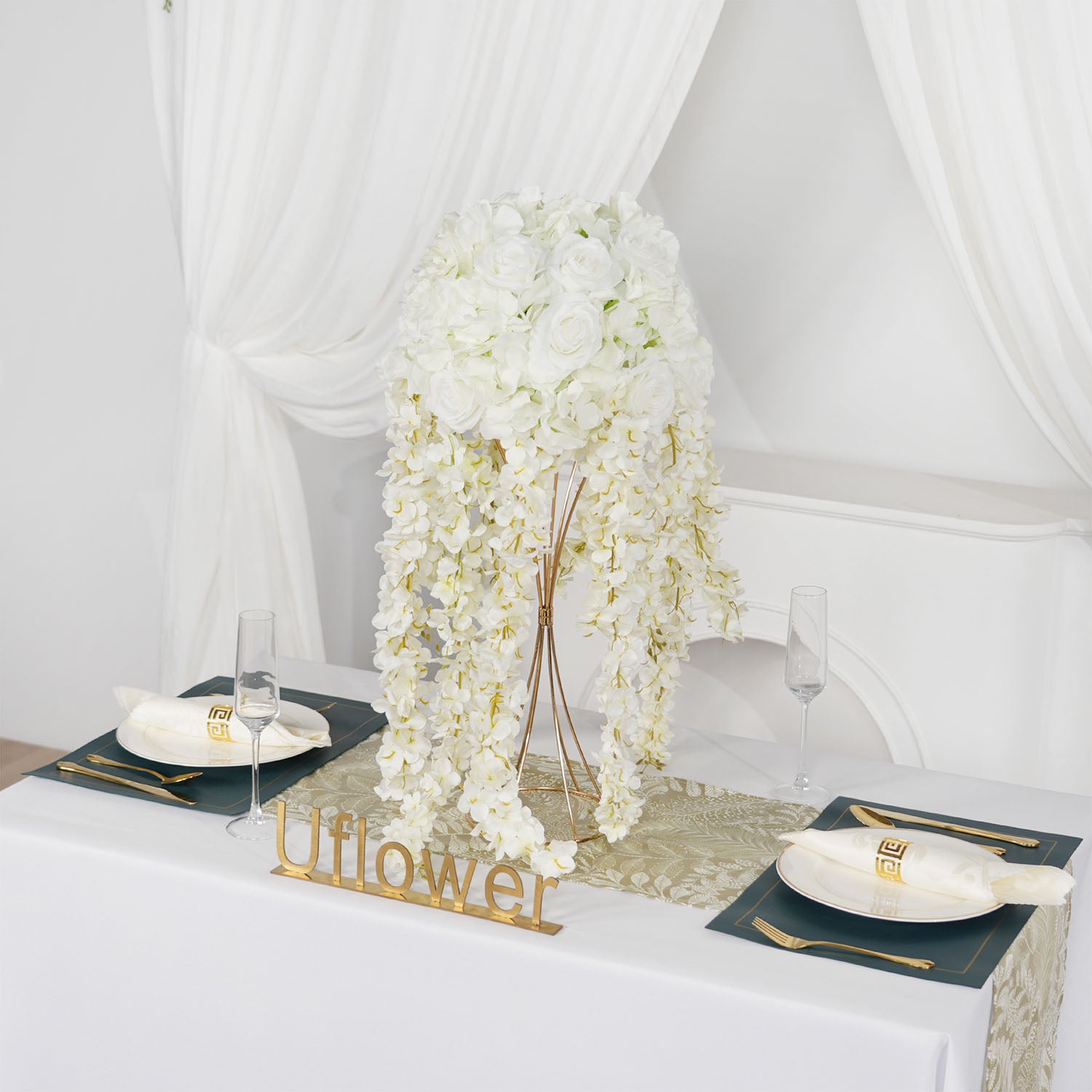 Artificial DIY Champagne Wisteria Vine Flores Table Centerpiece Figure 3