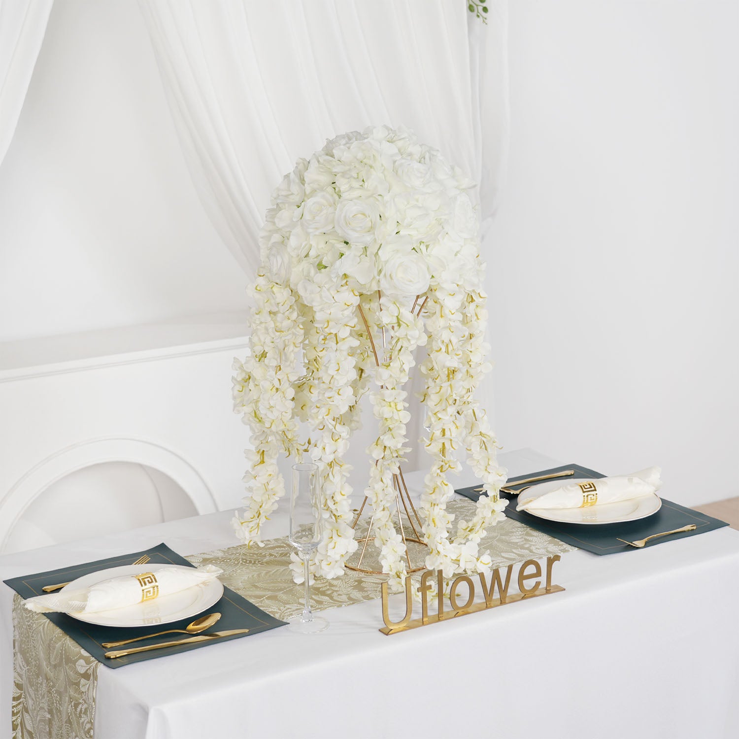 Artificial DIY Champagne Wisteria Vine Flores Table Centerpiece Figure 4