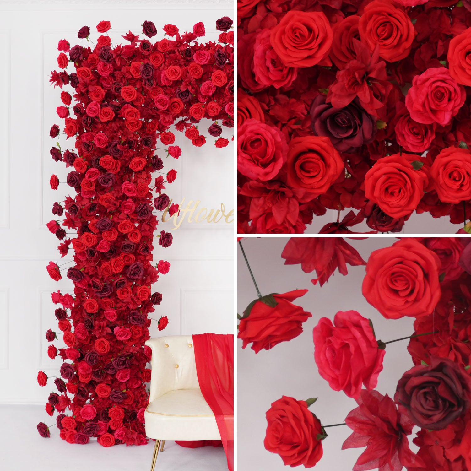 Artificial Flower Arch 5D Red Burgundy Roses Wedding Decor picture 10