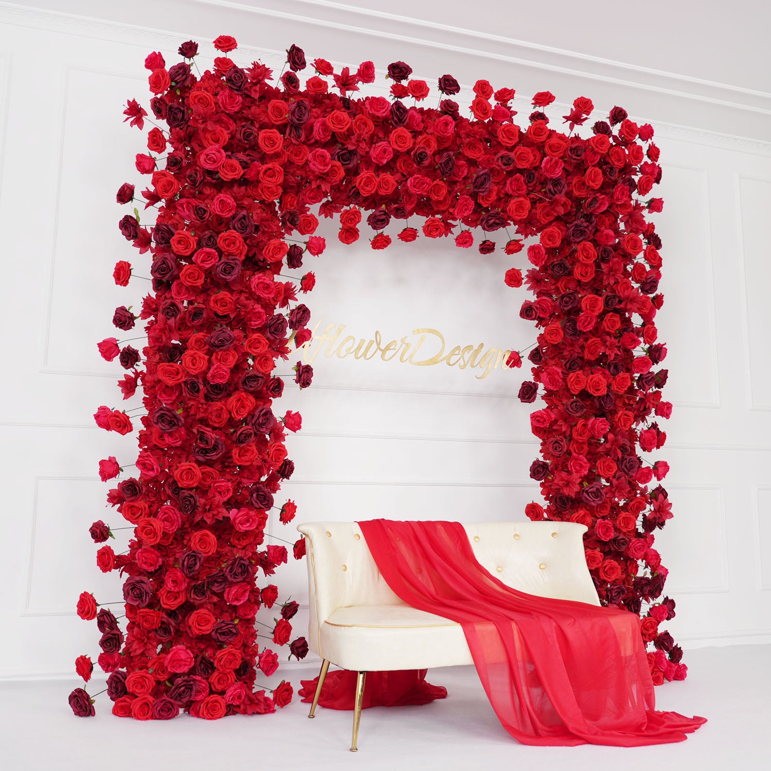 Artificial Flower Arch 5D Red Burgundy Roses Wedding Decor picture 2