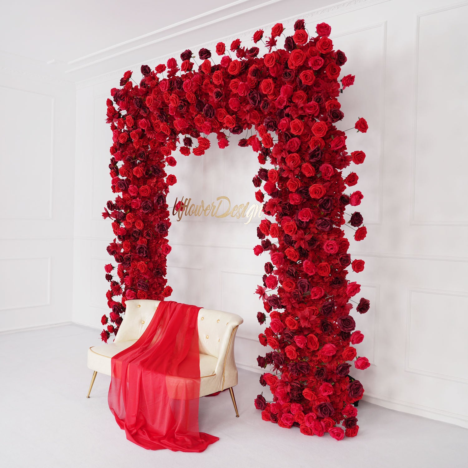 Artificial Flower Arch 5D Red Burgundy Roses Wedding Decor picture 3
