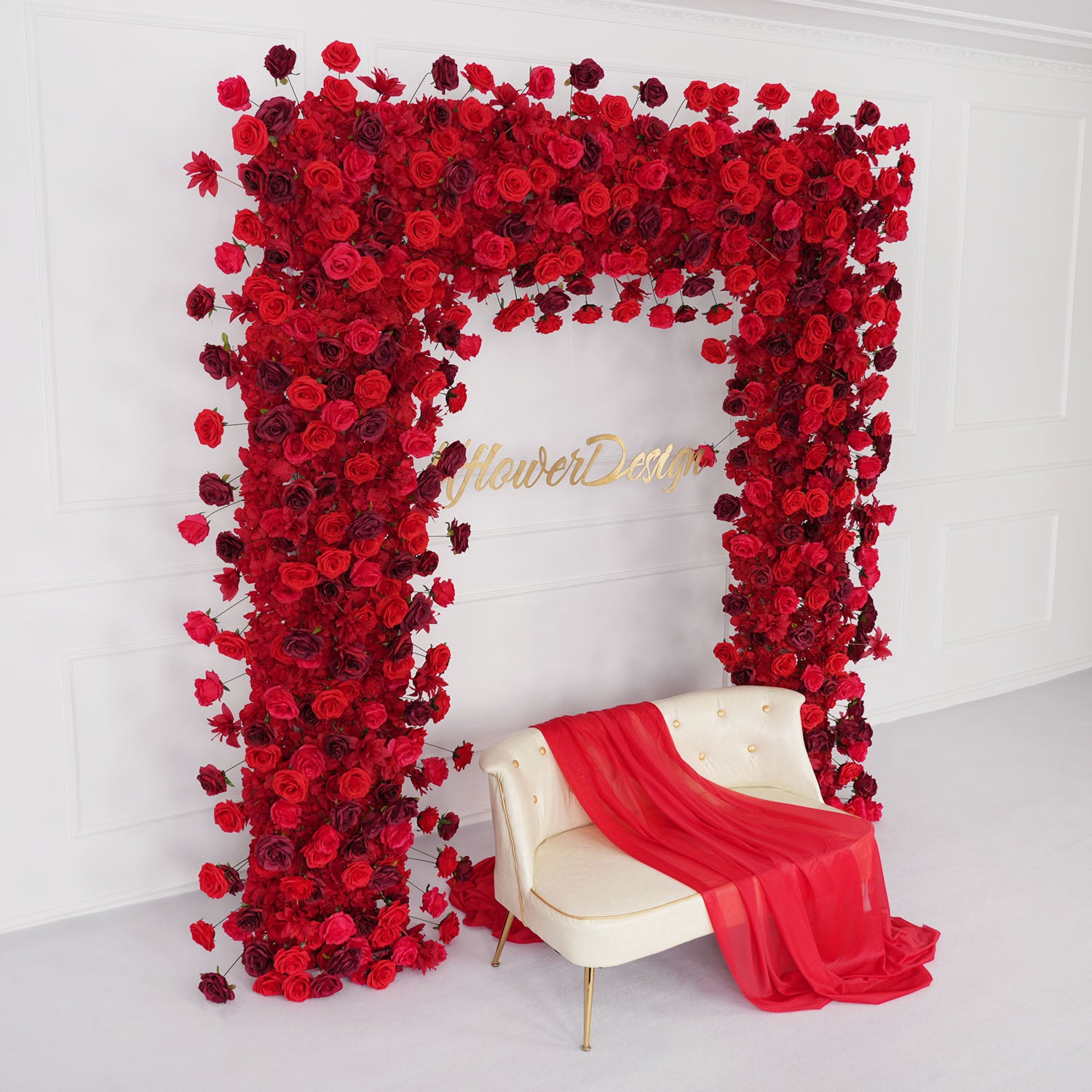 Artificial Flower Arch 5D Red Burgundy Roses Wedding Decor picture 4