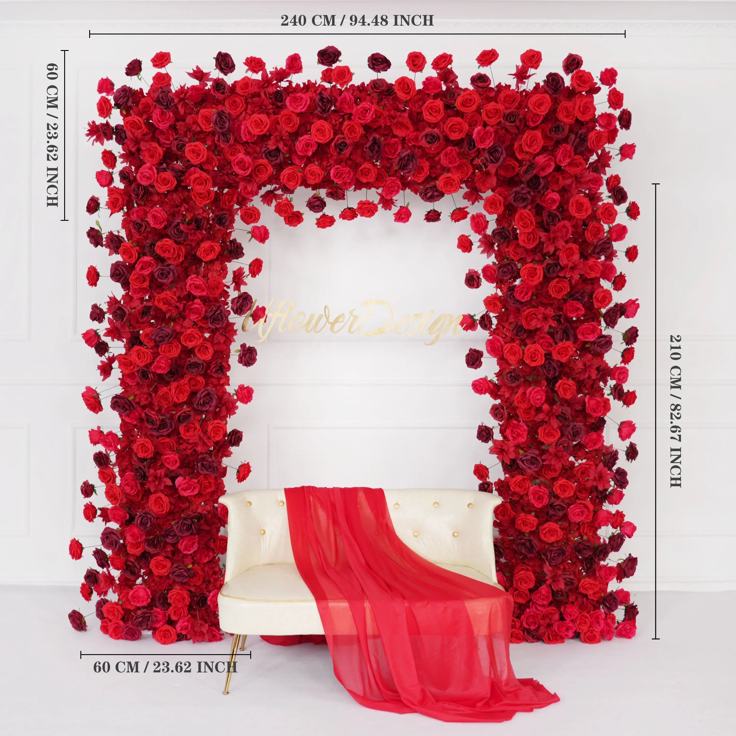 Artificial Flower Arch 5D Red Burgundy Roses Wedding Decor - Uflower