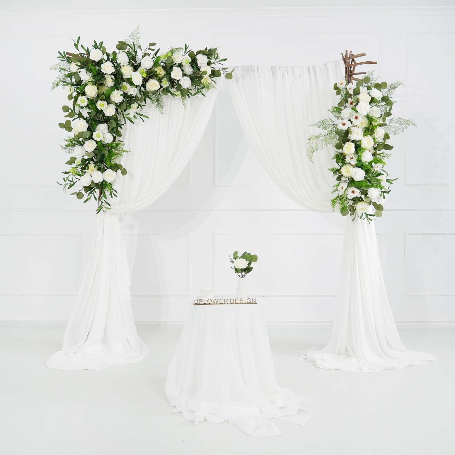 Artificial Green Leaf Eucalyptus White Rose Flower Arch 1 picture