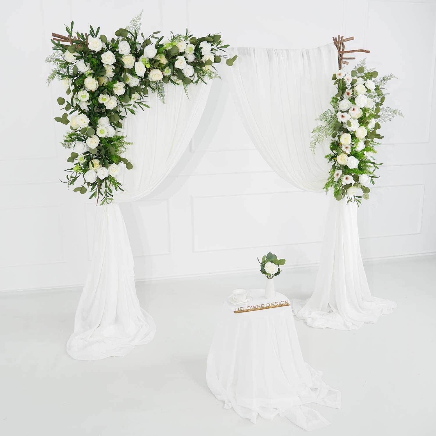 Artificial Green Leaf Eucalyptus White Rose Flower Arch 3 picture
