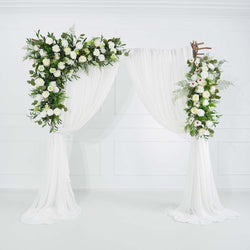 Artificial Green Leaf Eucalyptus White Rose Flower Arch 4 picture
