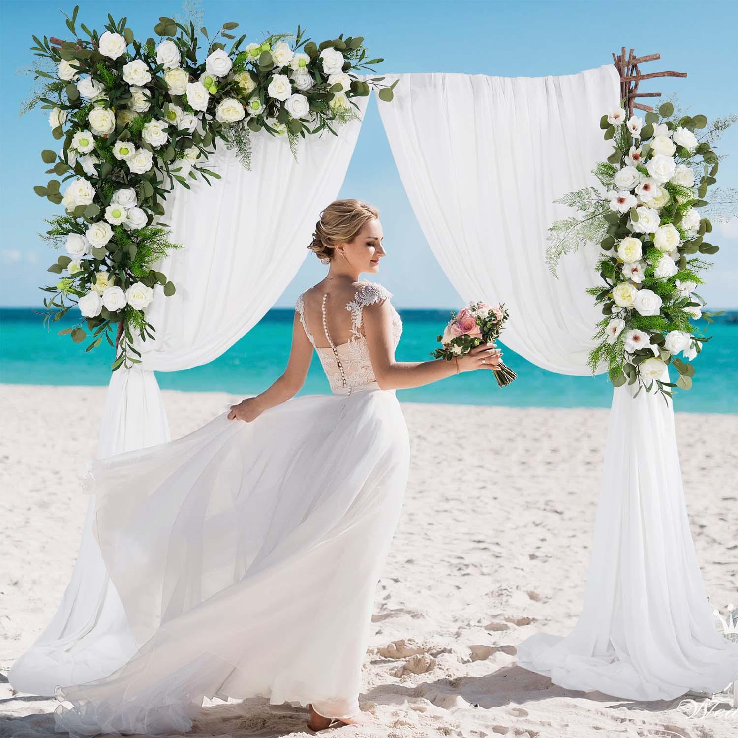 Artificial Green Leaf Eucalyptus White Rose Flower Arch 6 picture