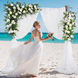 Artificial Green Leaf Eucalyptus White Rose Flower Arch 6 picture