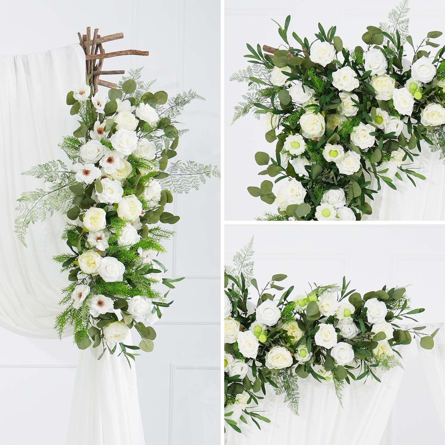 Artificial Green Leaf Eucalyptus White Rose Flower Arch 8 picture