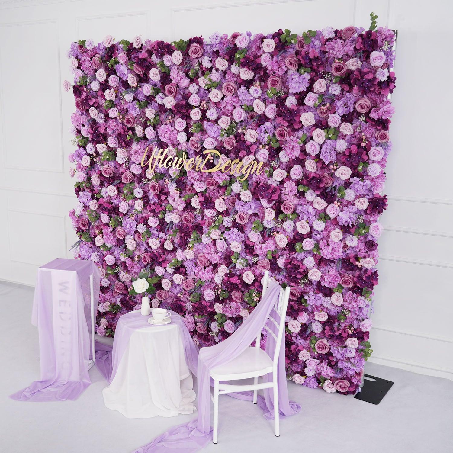 Artificial Luxury 5D Purple Rose Hydrangea Mixed Flower Wall 1 picture