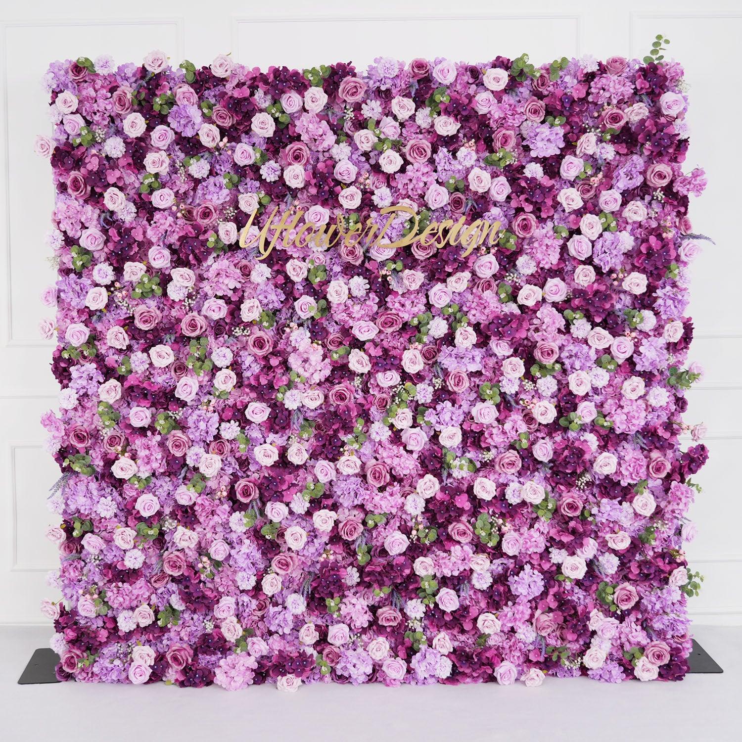 Artificial Luxury 5D Purple Rose Hydrangea Mixed Flower Wall 3 picture