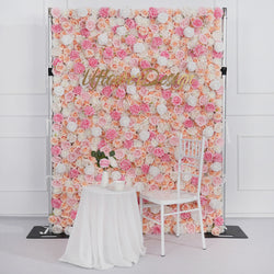 Artificial Pink White  Fabric Rolling Up 5D Flower Wall Wedding Decor  picture 2