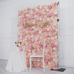 Artificial Pink White  Fabric Rolling Up 5D Flower Wall Wedding Decor  picture 6
