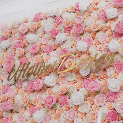 Artificial Pink White  Fabric Rolling Up 5D Flower Wall Wedding Decor  picture 8