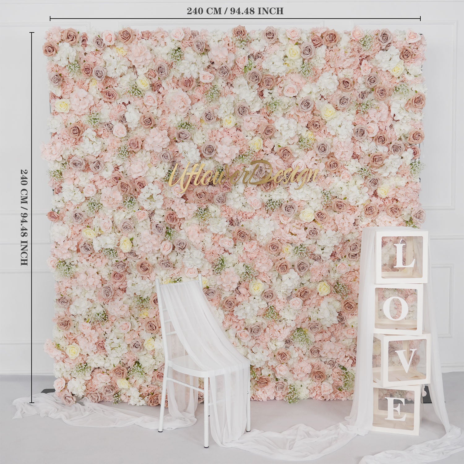 Artificial Pink White Rose 5D Wedding Flower Wall Figure 5