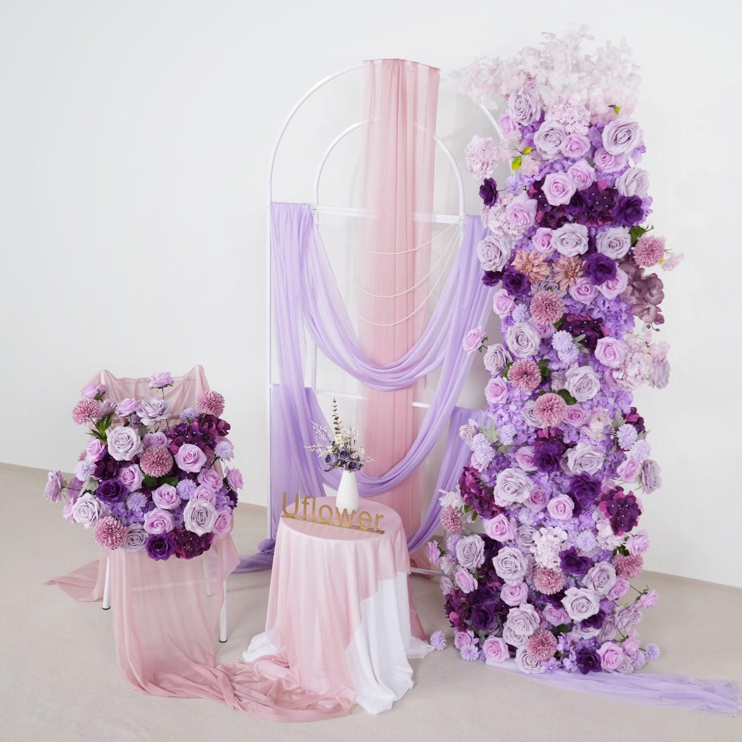 Artificial Purple Roses Luxury 5D Wedding Arch Decoration 3 picture