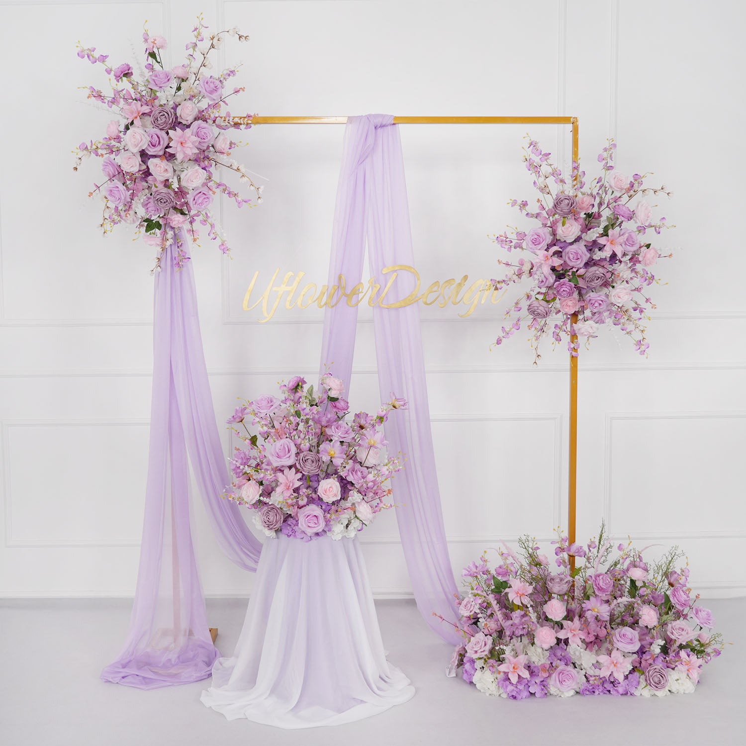 Artificial Purple Wedding KT Backdrop Flower Arch Decor picture 1