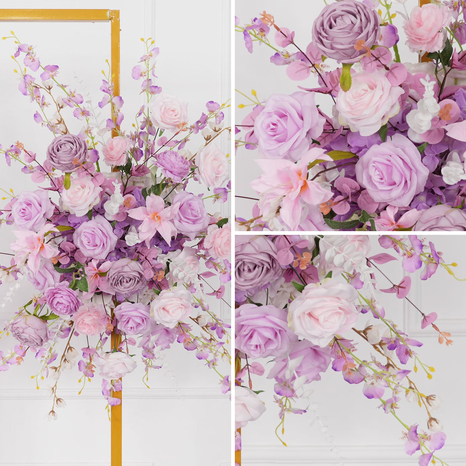 Artificial Purple Wedding KT Backdrop Flower Arch Decor picture 12