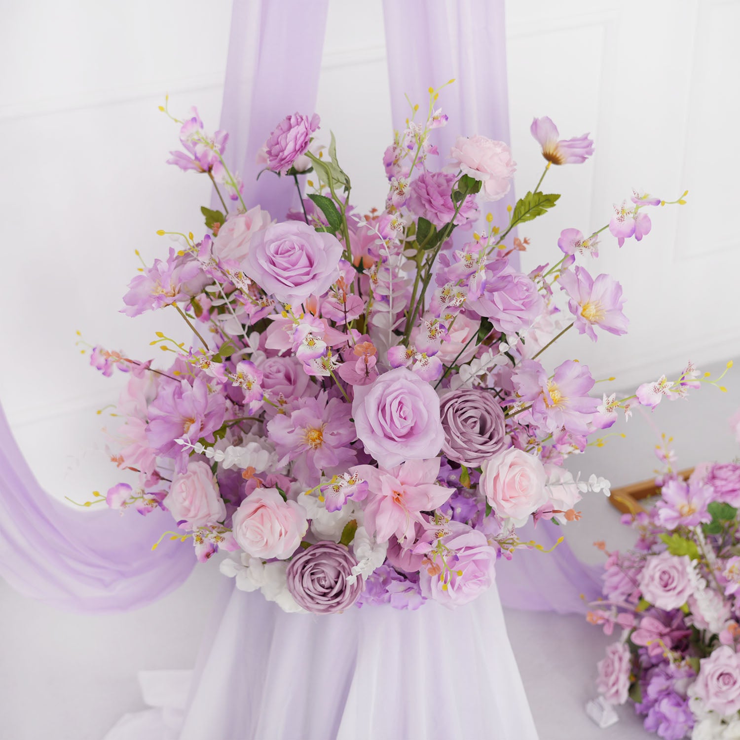 Artificial Purple Wedding KT Backdrop Flower Arch Decor picture 15