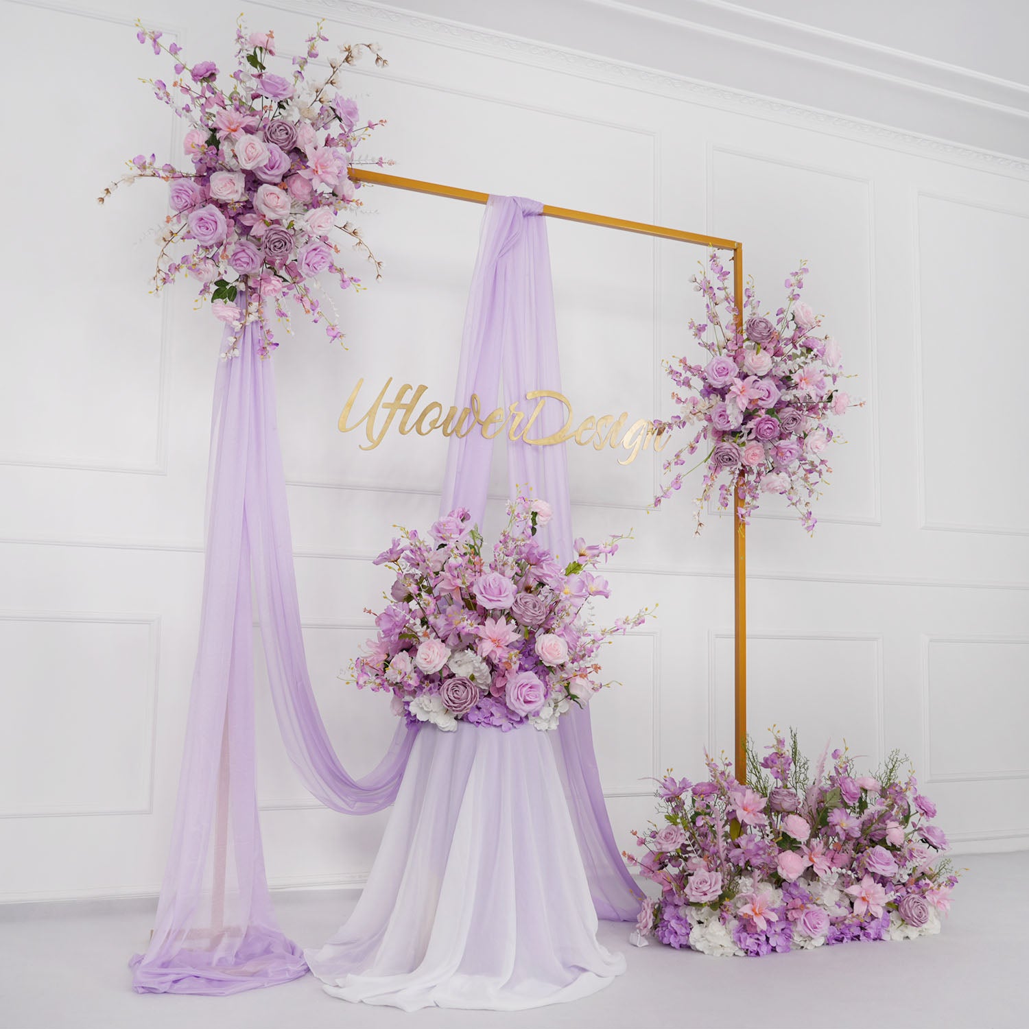 Artificial Purple Wedding KT Backdrop Flower Arch Decor picture 5
