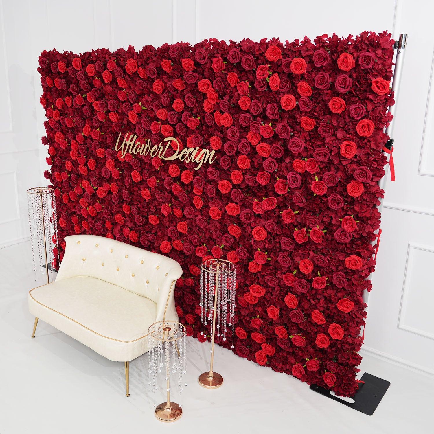 Artificial Red Rose Wedding Flower Wall  Decoration Figure 4