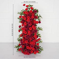 Artificial Red Rose Wedding KT Background  Board Decor Flower Row Picture 12