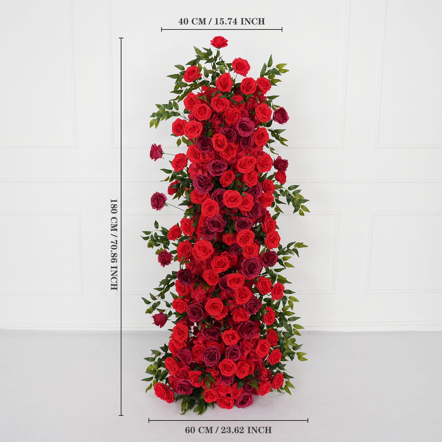 Artificial Red Rose Wedding KT Background  Board Decor Flower Row Picture 7