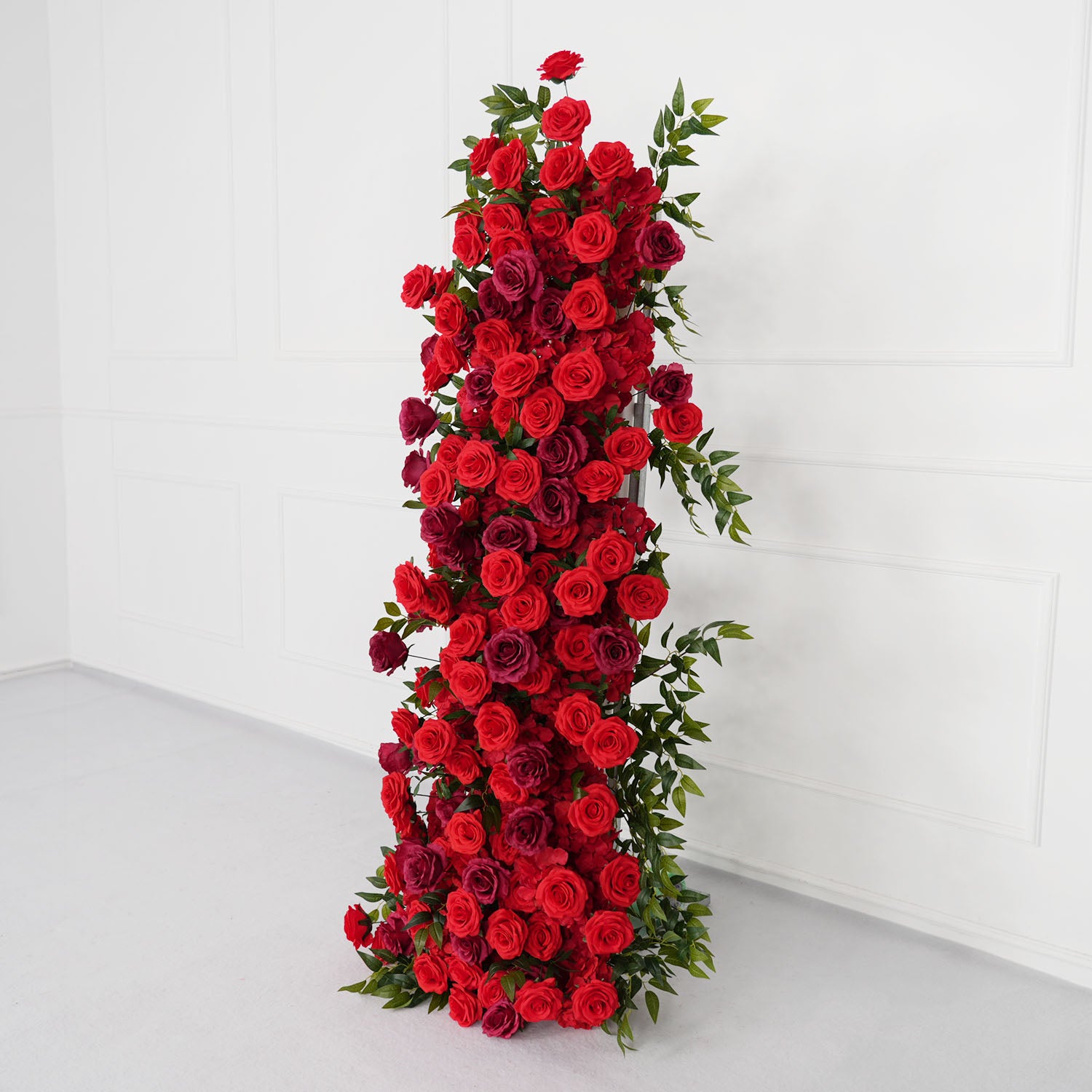 Artificial Red Rose Wedding KT Background  Board Decor Flower Row Picture 9