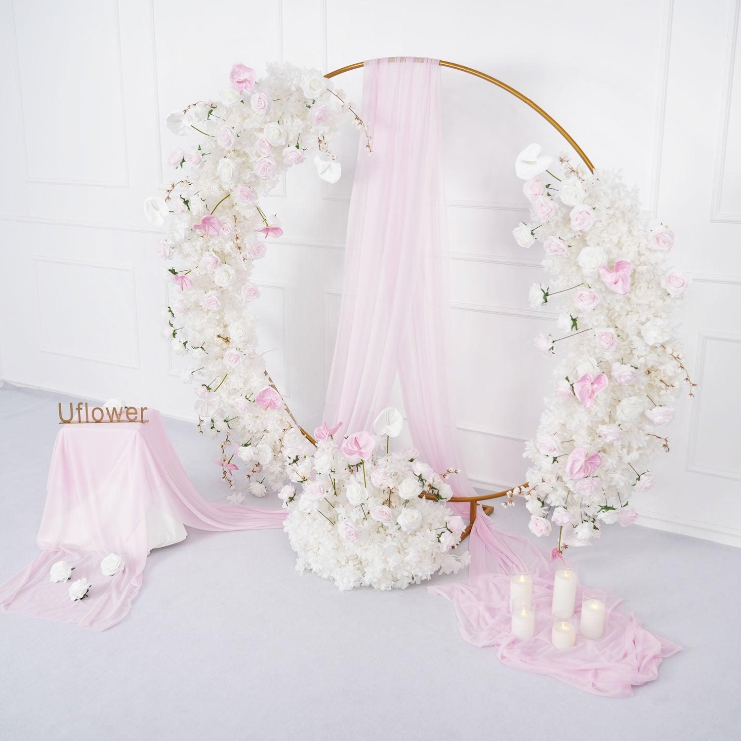 Artificial White Pink Rose Arch Flowers 7 picture