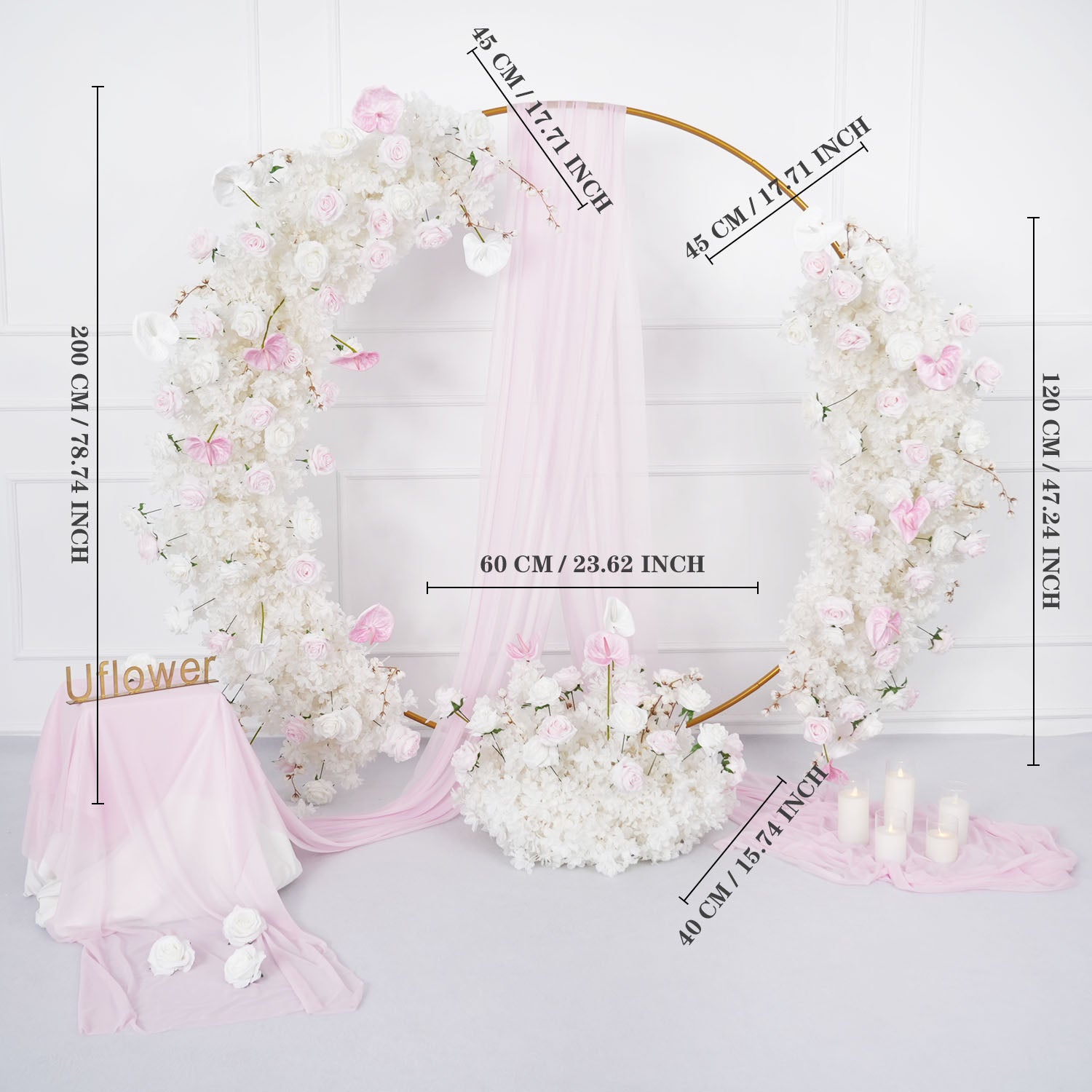 Artificial White Pink Rose Arch Flowers 1 picture