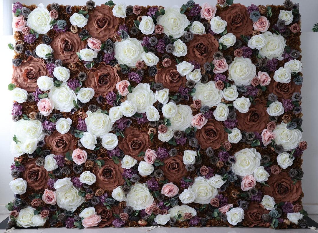 Simulated large brown white rose wall wedding background party props