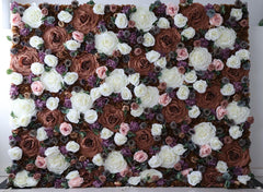 Simulated large brown white rose wall wedding background party props