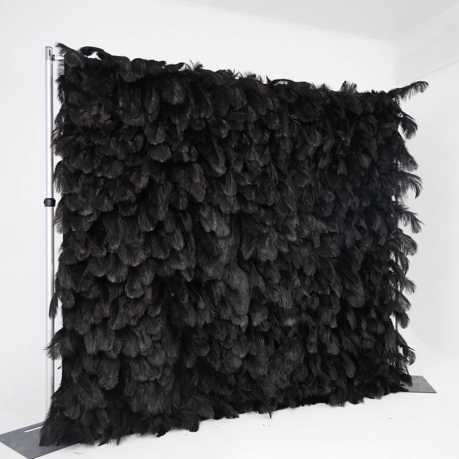 Black Feather Flower Wall Wedding Party Background Installation