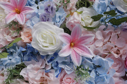 Blue White Rose Hydrangea Simulated Flower Wall Wedding Decor