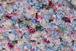 Blue White Rose Hydrangea Simulated Flower Wall Wedding Decor