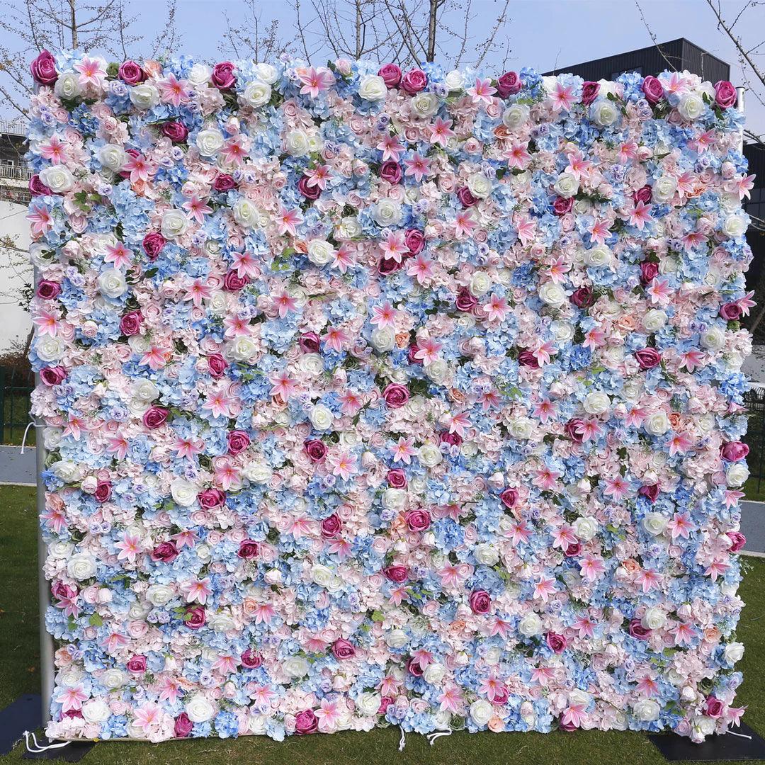 Blue White Rose Hydrangea Simulated Flower Wall Wedding Decor
