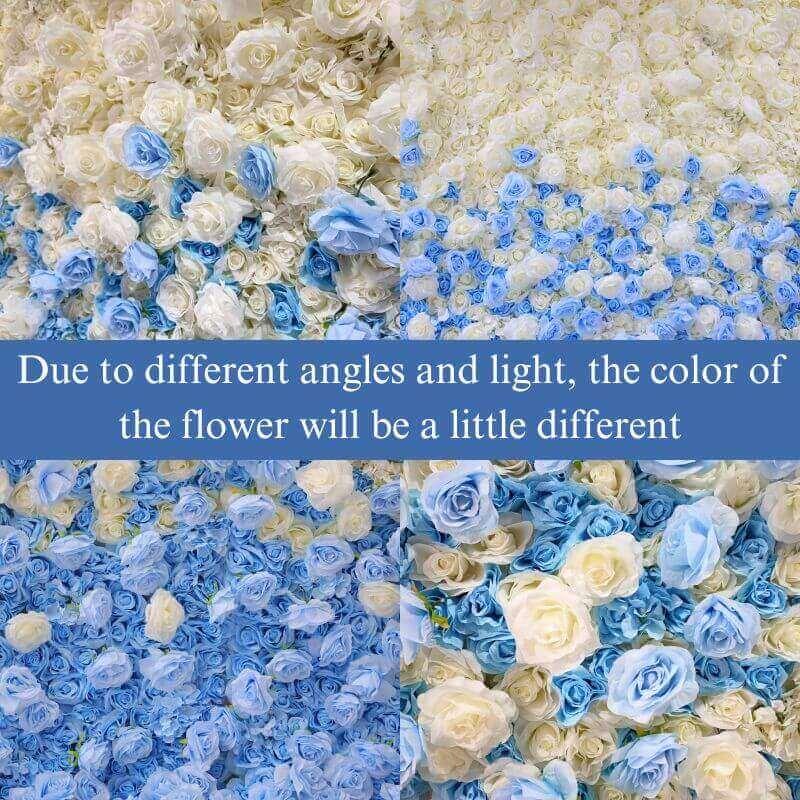 Simulated blue and white gradient flower wall background birthday wedding decoration