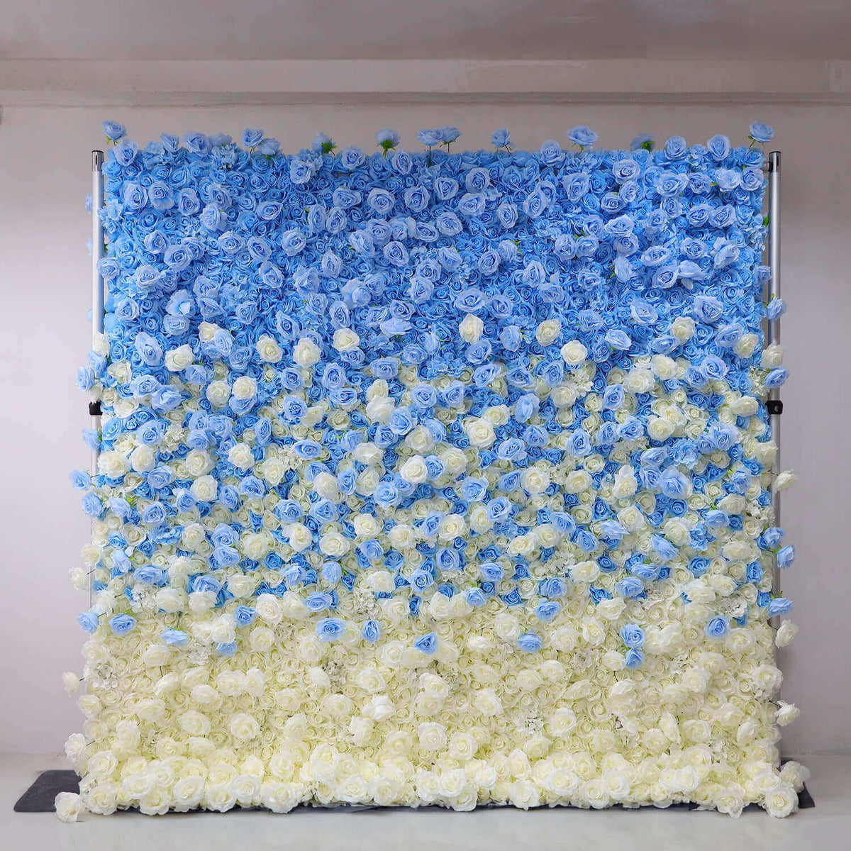 Simulated blue and white gradient flower wall background birthday wedding decoration